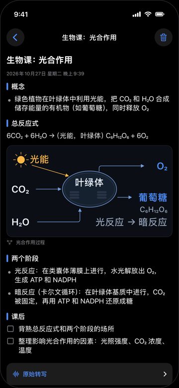 手机上的笔记:光合作用